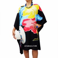 Poncho Top Dress Black Pink Handpainting Flower Made in Bali